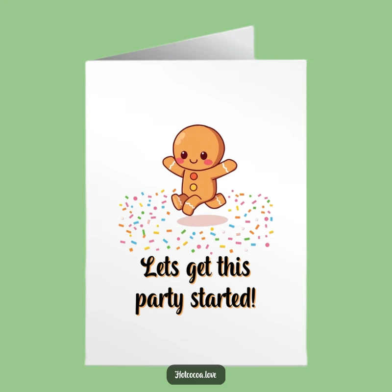 Free Printable Birthday Card: Gingerbread Skipping Sprinkles Funny DIY Downloadable Gift