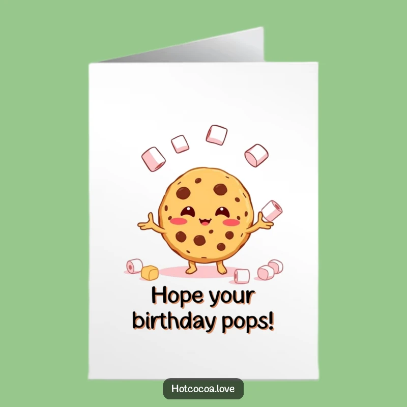 Free Printable Birthday Card: Juggling Cookie, Fun Marshmallow Toss, Downloadable Gift
