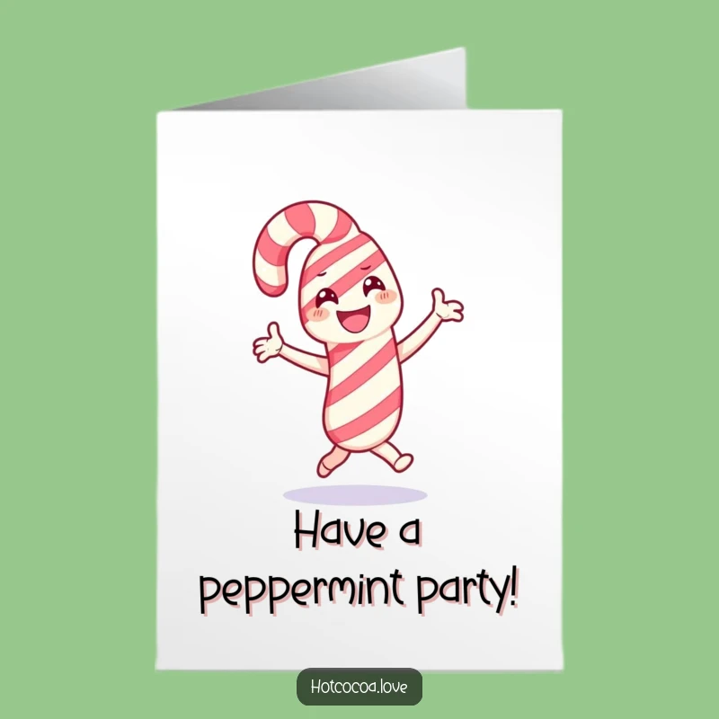 Free Printable Birthday Card: Dancing Candy Cane, Festive Celebration, Funny Downloadable Greeting