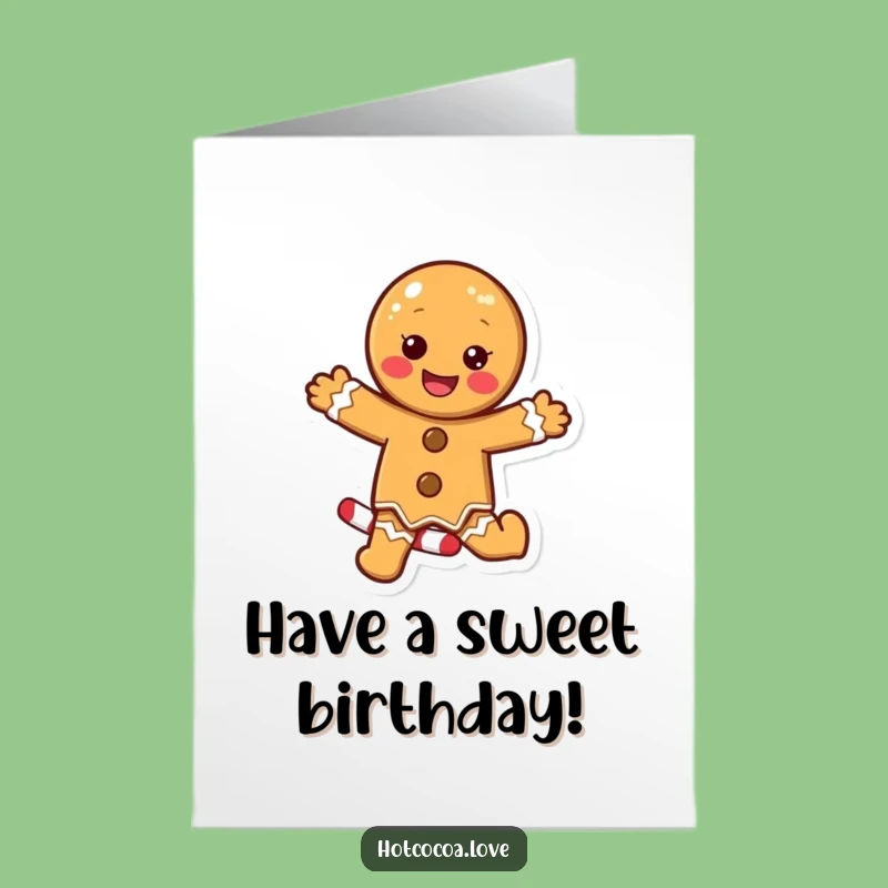 Free Printable Birthday Card: Dancing Gingerbread Fun - Festive Downloadable Gift