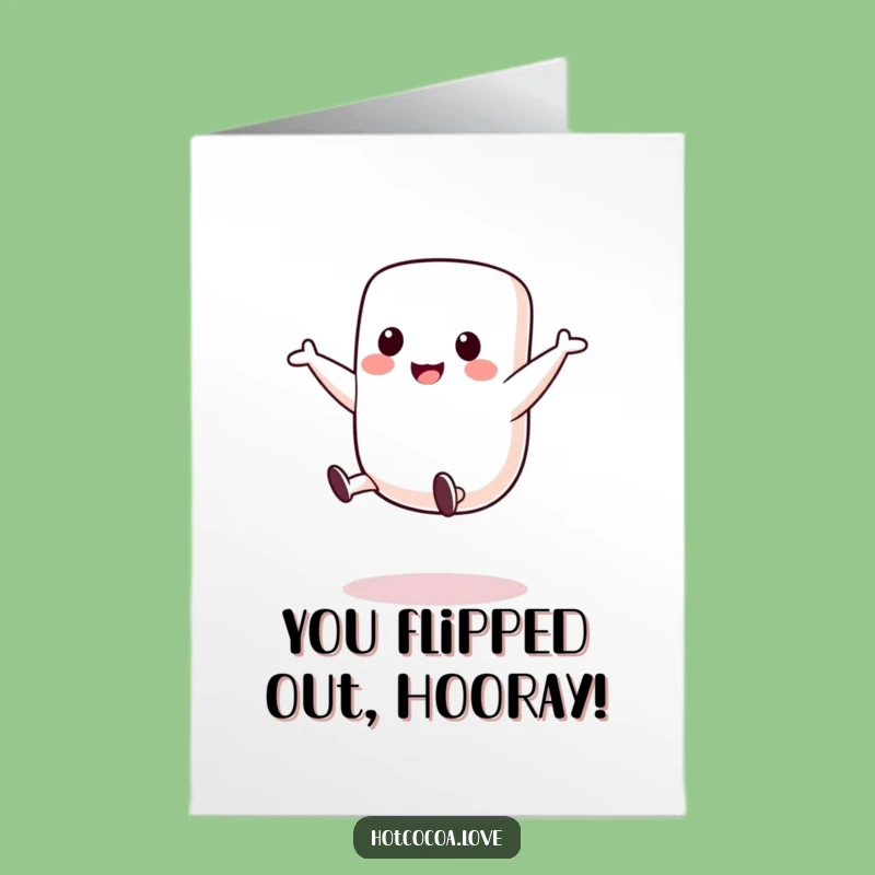 Free Printable Congrats Card: Marshmallow Cartwheel, Cheerful Celebration, Easy Downloadable Greeting