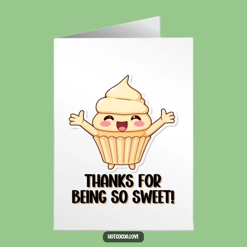 Free Printable Thank You Card: Grateful Cupcake, Open Arms, Heartfelt Downloadable Thanks