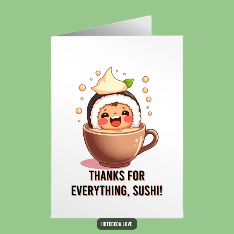 Free Printable Thank You Card: Sushi Cocoa Fun - Express Gratitude Hilarity