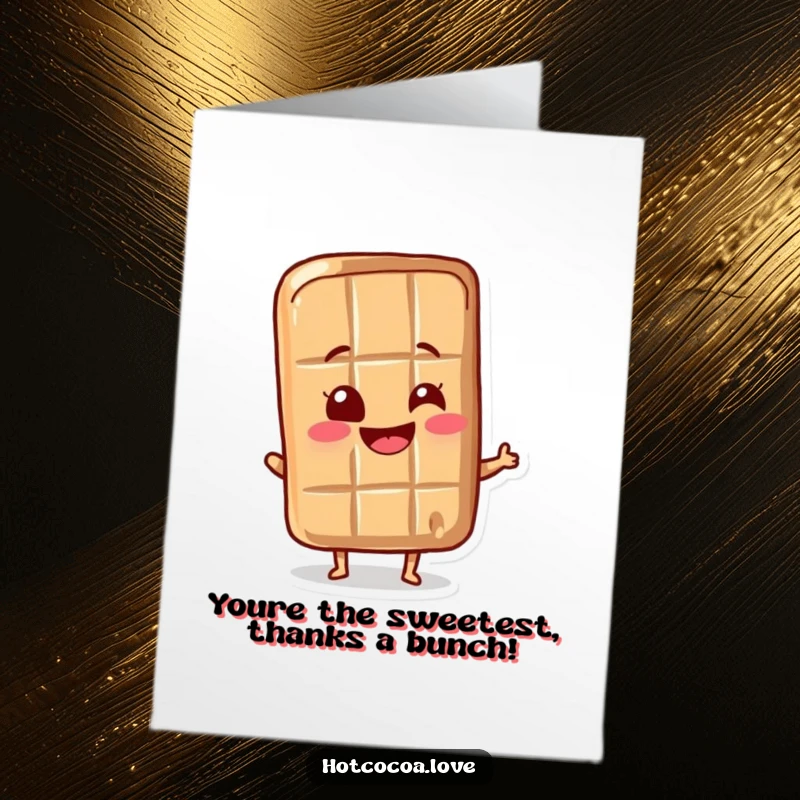 Funny Free Printable Chocolate Bar Thank You Card: A cheerful chocolate bar wiggles its wrapper with delight, conveying heartfelt thanks humorously.