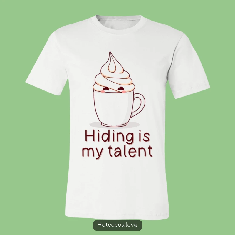 Funny Mischievous Whipped Cream T-Shirt - Hiding Character Tee