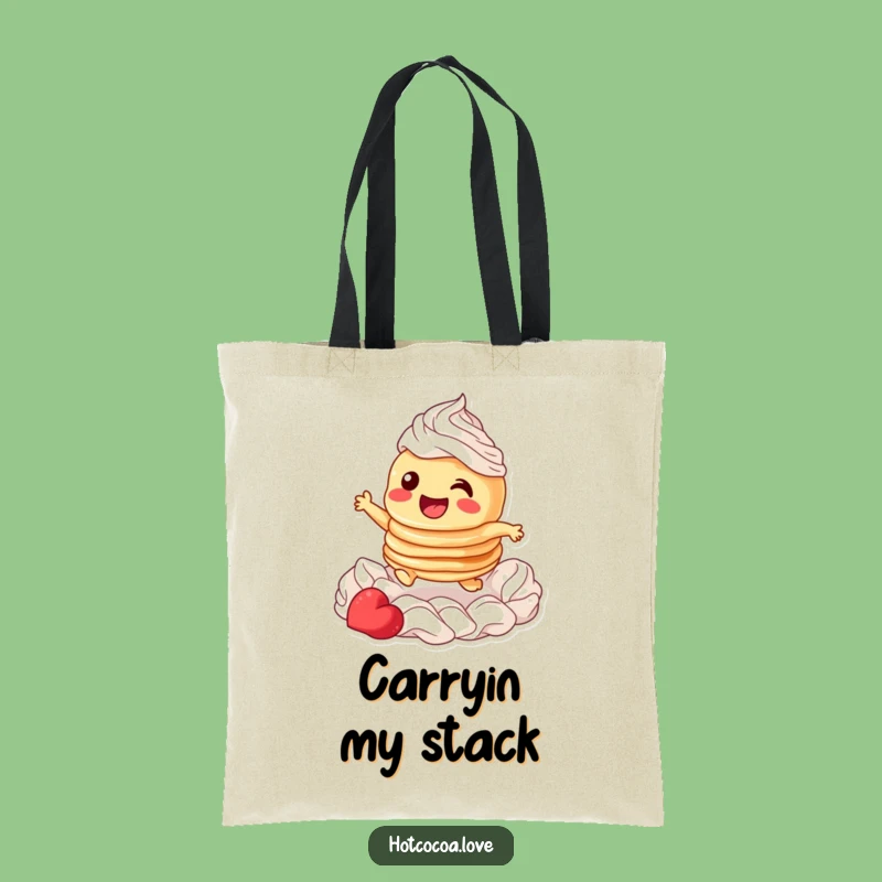 Funny Pancake Whipped Cream Leap Tote Bag: Carry Your Breakfast Fun