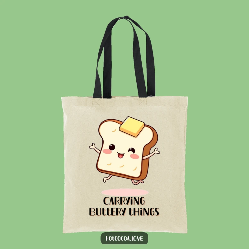 Funny Toast and Butter Tote Bag - Giggling Breakfast Essential