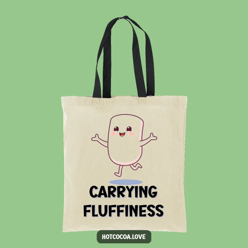 Funny Marshmallow Hop Tote Bag - Excited Character Sweet Essential