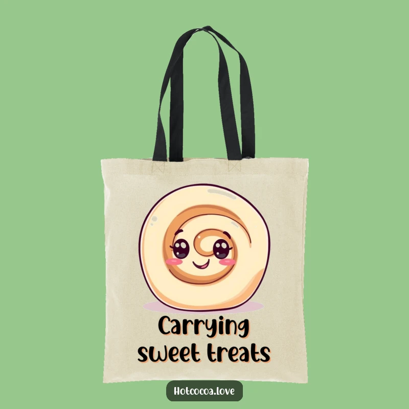 Funny Cinnamon Roll Tote Bag - Gleeful Swirl Eyes Sweet Essential
