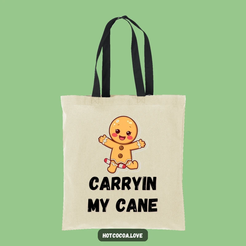 Funny Gingerbread Cookie Candy Cane Tote Bag: Carry Your Sweetness